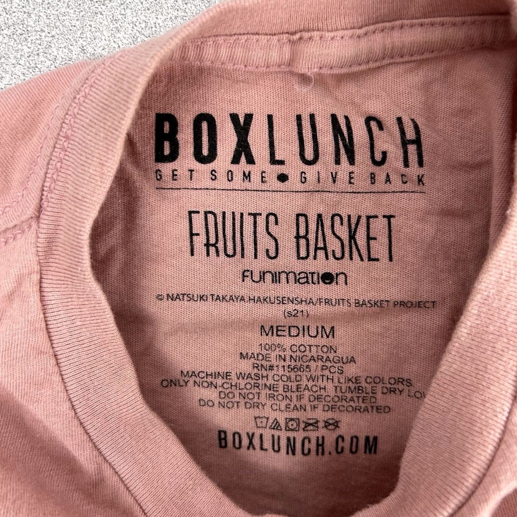 Asket Box Lunch Fruits Basket Anime Shirt Graphic Tee Adult Size S 100% Cotton Pink Womens Short Sleeve Round Neck T-Shirt Size S / US 4 / IT 40 - 2 Thumbnail