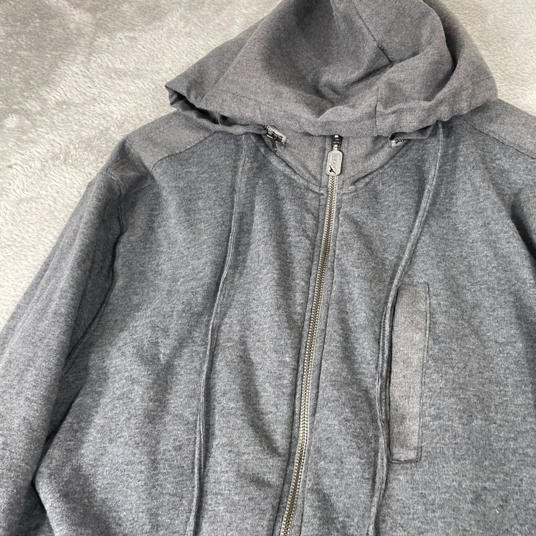 Elwood Elwood Zip Up Hoodie Mens XL Gray Removable Hood Zipper Logo Sweatshirt Streetwear Grunge Size US XL / EU 56 / 4 - 4 Thumbnail