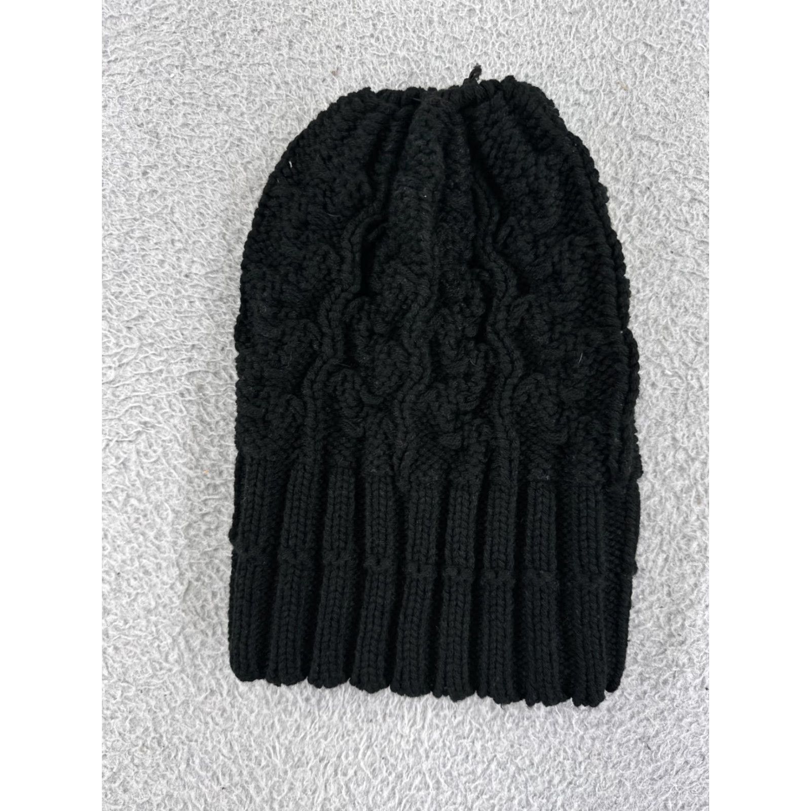 Vintage Beanie Toque Adult One Size Black Cable Knit 100% Acrylic Winter Warm Ski Snow Hat Mens Beanie Size ONE SIZE - 4 Thumbnail