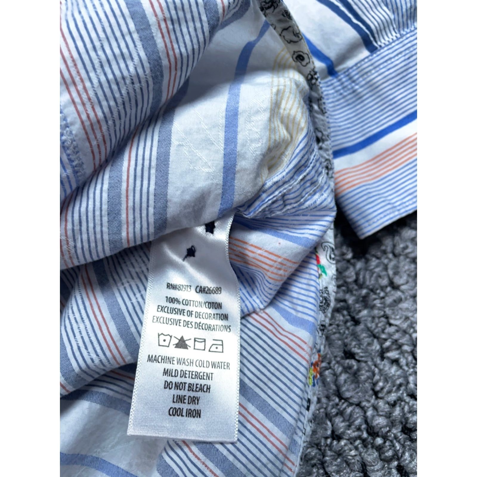 Robert Graham Robert Graham Shirt Adult Medium Blue White Floral Flip Cuff Striped Pattern Size US M / EU 48-50 / 2 - 5 Thumbnail