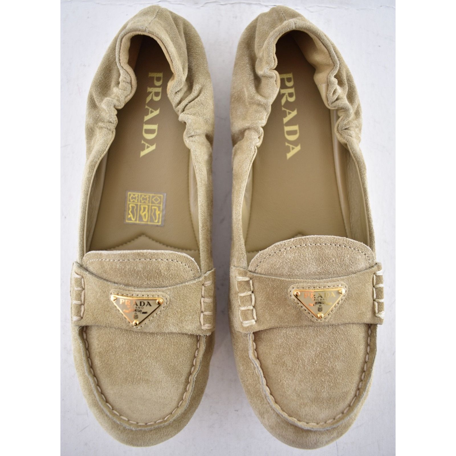 Prada Prada Ecru Beige Suede Logo Scrunch Loafer Flat 38 Size US 8 / IT 38 - 14 Thumbnail