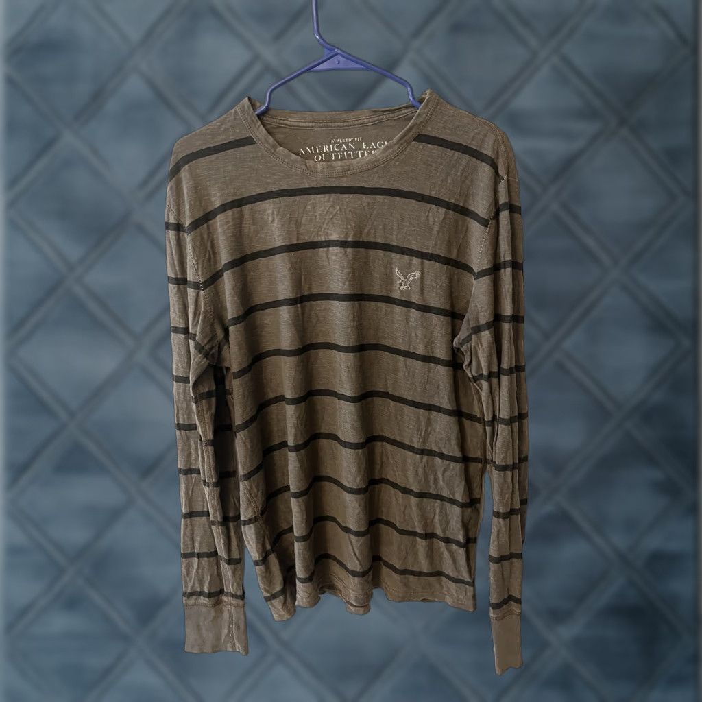 American Eagle Outfitters VINTAGE AMERICAN EAGLE Shirt Men Brown Striped Long Sleeve Medium Crew Neck AMERICAN EAGLE Outfitters Mens M Cotton All Seasons 90s Theme Size US M / EU 48-50 / 2 - 1 Thumbnail