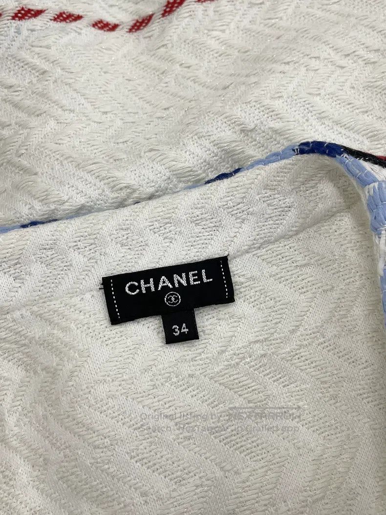 Chanel Chanel Airport Series Blue-edged Striped Knitted Cardigan Size XXS / US 00 / IT 34 - 5 Thumbnail