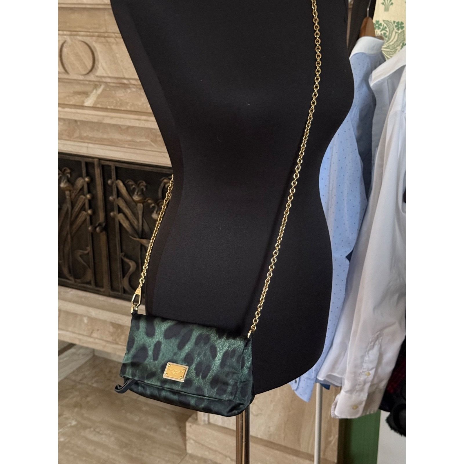 Dolce & Gabbana Dolce & Gabbana Leopard Satin Mini Green Cross Body Bag Size ONE SIZE - 7 Thumbnail