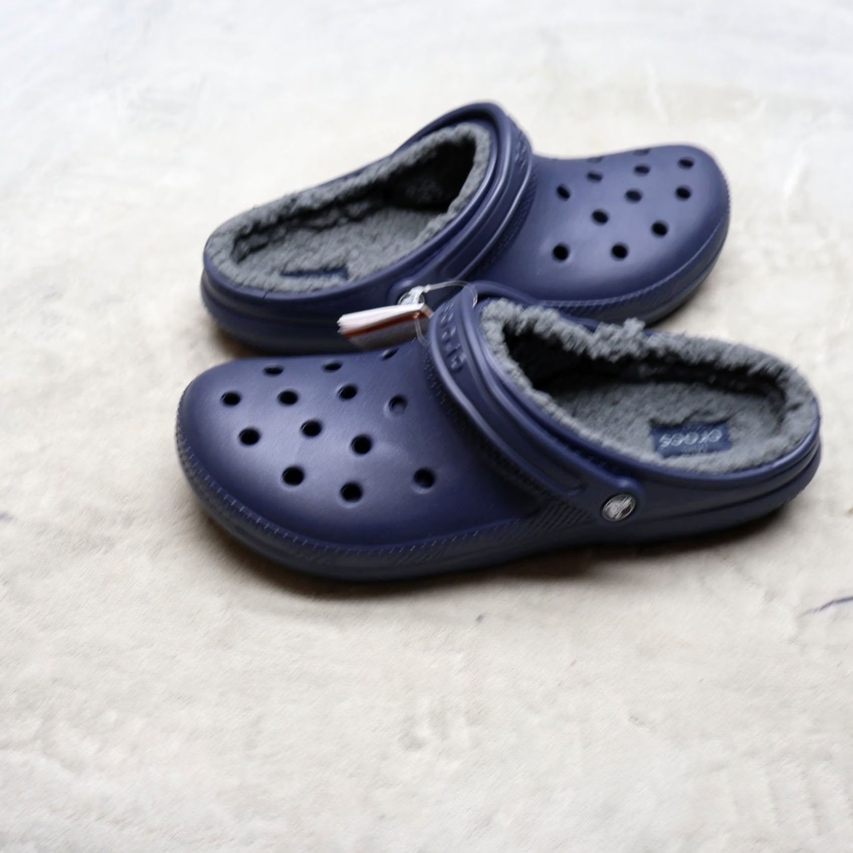 Crocs Clog Blue Classic Lined Fleece Comfort Slip On Indoor 