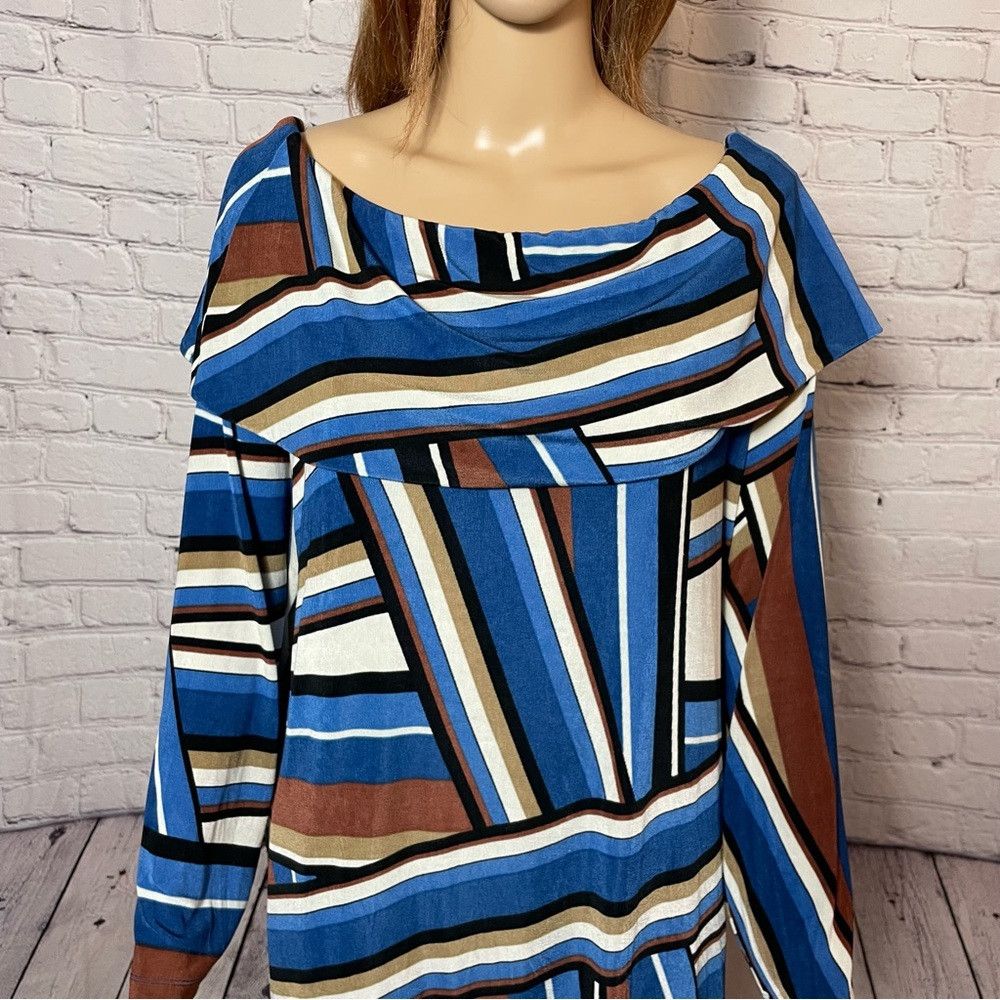 Chicos Chico's Travelers Cowl Neck Striped Geometric Tunic Top Siz Size XL / US 12-14 / IT 48-50 - 6 Thumbnail