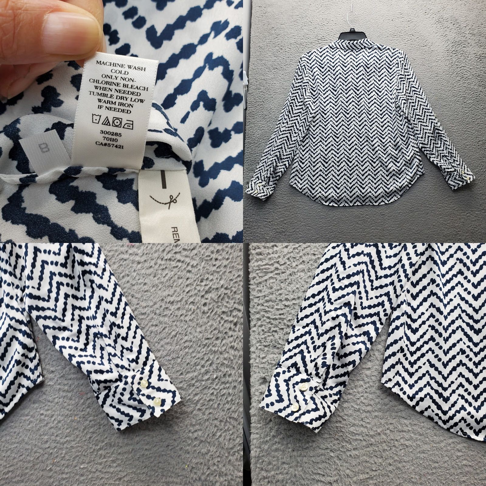 Ann Taylor Ann Taylor Shirt Womens 12 Multi Chevron Roll Tab Sleeve Button-Up Size XL / US 12-14 / IT 48-50 - 8 Thumbnail