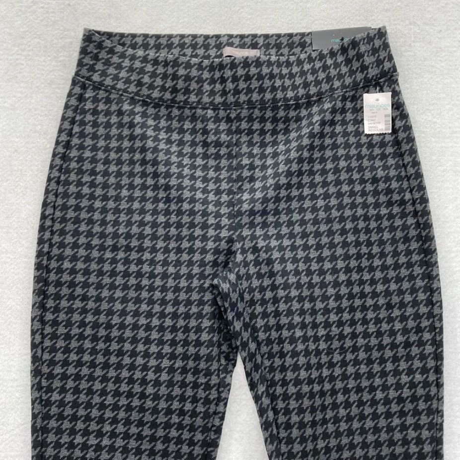 Vintage Maurices Pull Skinny Ankle Pants Women's Small Black Houndstooth Mid Rise Pants Slim Womens Small Black Houndstooth Mid Rise Size 26" / US 2 / IT 38 - 2 Thumbnail