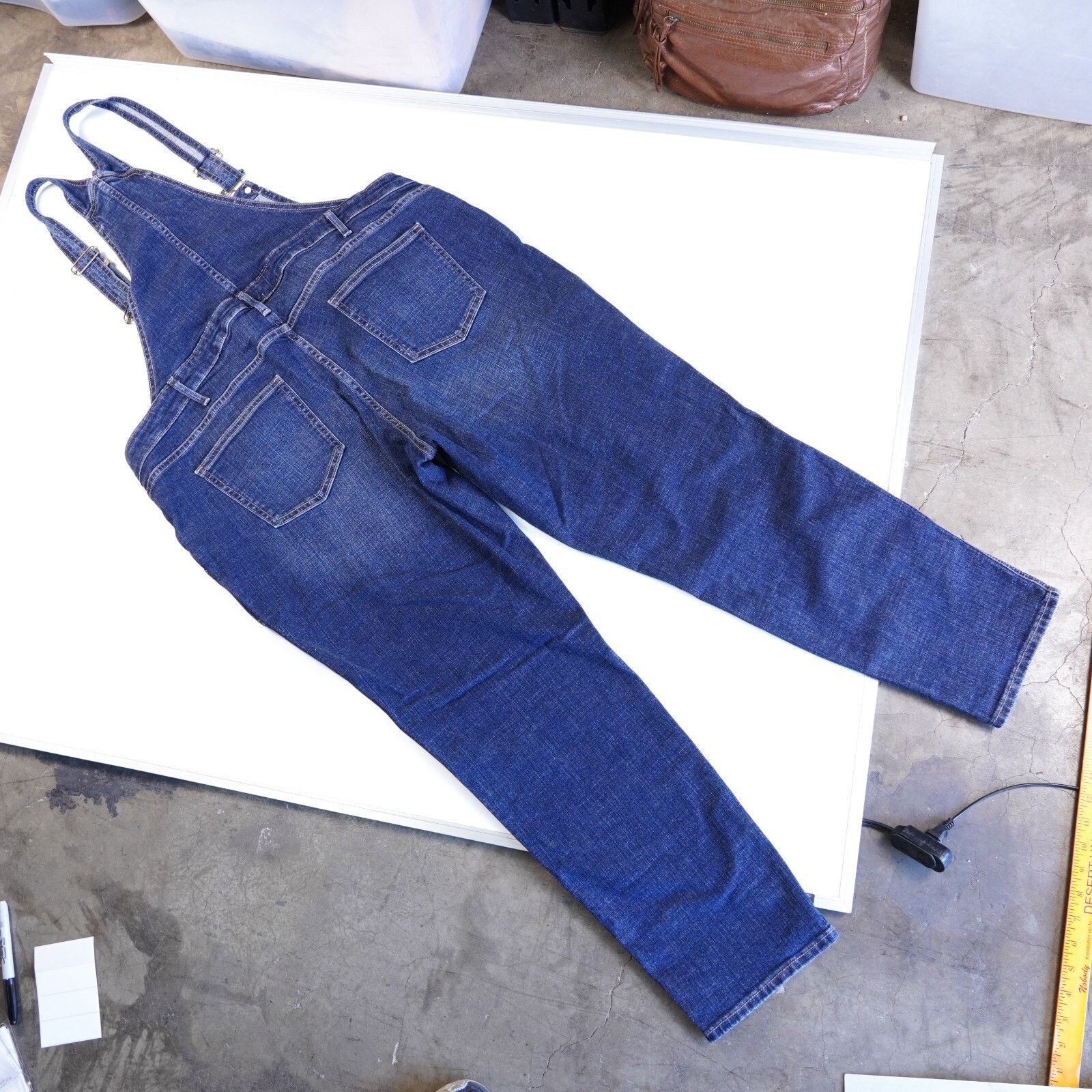 Other A:glow Maternity Denim Overall Jeans Straight Wide Pants XL Size 42" / US 20 - 10 Thumbnail