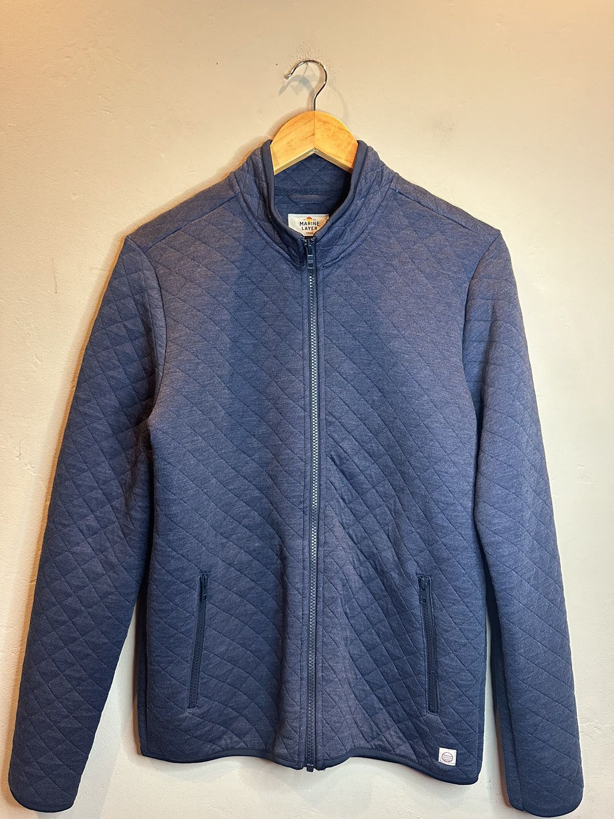 image of Marine Layer Corbet Quilted Full Zip Jacket - Small in Navy, Men's