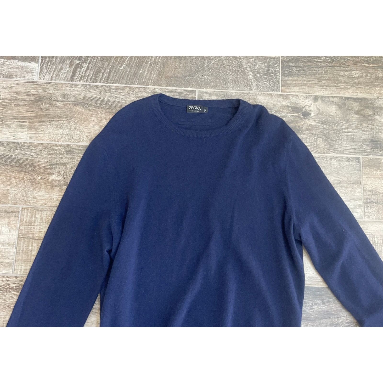 Ermenegildo Zegna $1795 NWT ZEGNA Cashmere Navy Crewneck Sweater Knit 56(2XL) Size US XL / EU 56 / 4 - 2 Thumbnail