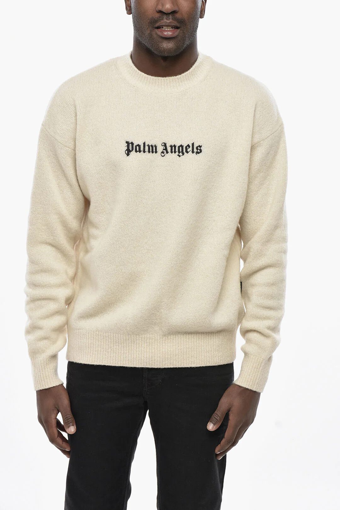 Palm Angels og1mm0326 Crew Neck Sweater in White Size US XXS / EU 40 - 1 Thumbnail