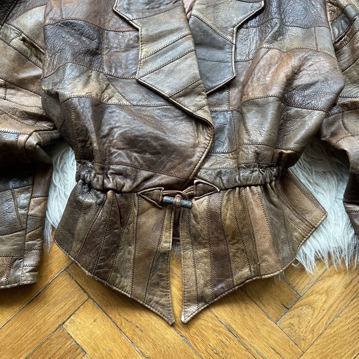 Japanese Brand 📌 Vintage York Patchwork Leather Y2K Brown Distressed Jacket Size L / US 10 / IT 46 - 5 Thumbnail