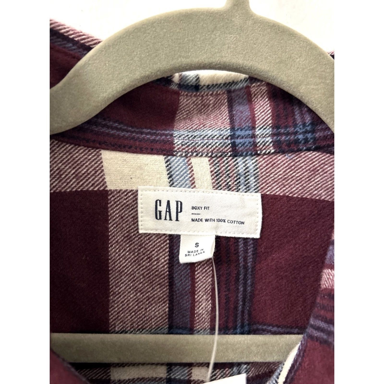 Gap VINTAGE Gap Flannel Shirt Mens Small Maroon Plaid Boxy Fit 100% Cotton Button Down NWT Size US S / EU 44-46 / 1 - 6 Thumbnail