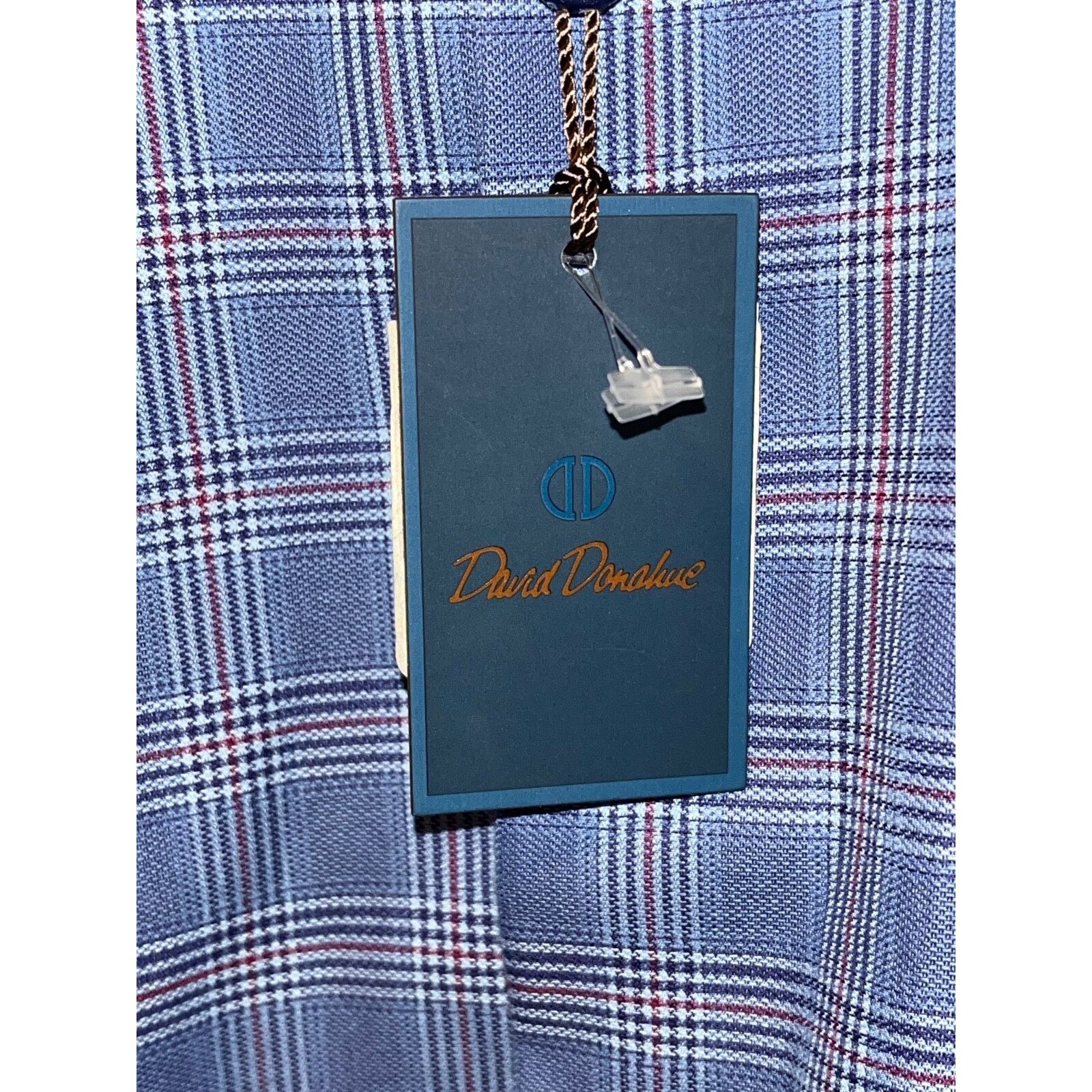 David Donahue David Donahue Dobby Fine Check Dress Shirt Navy Blue Men's M Size US M / EU 48-50 / 2 - 5 Thumbnail