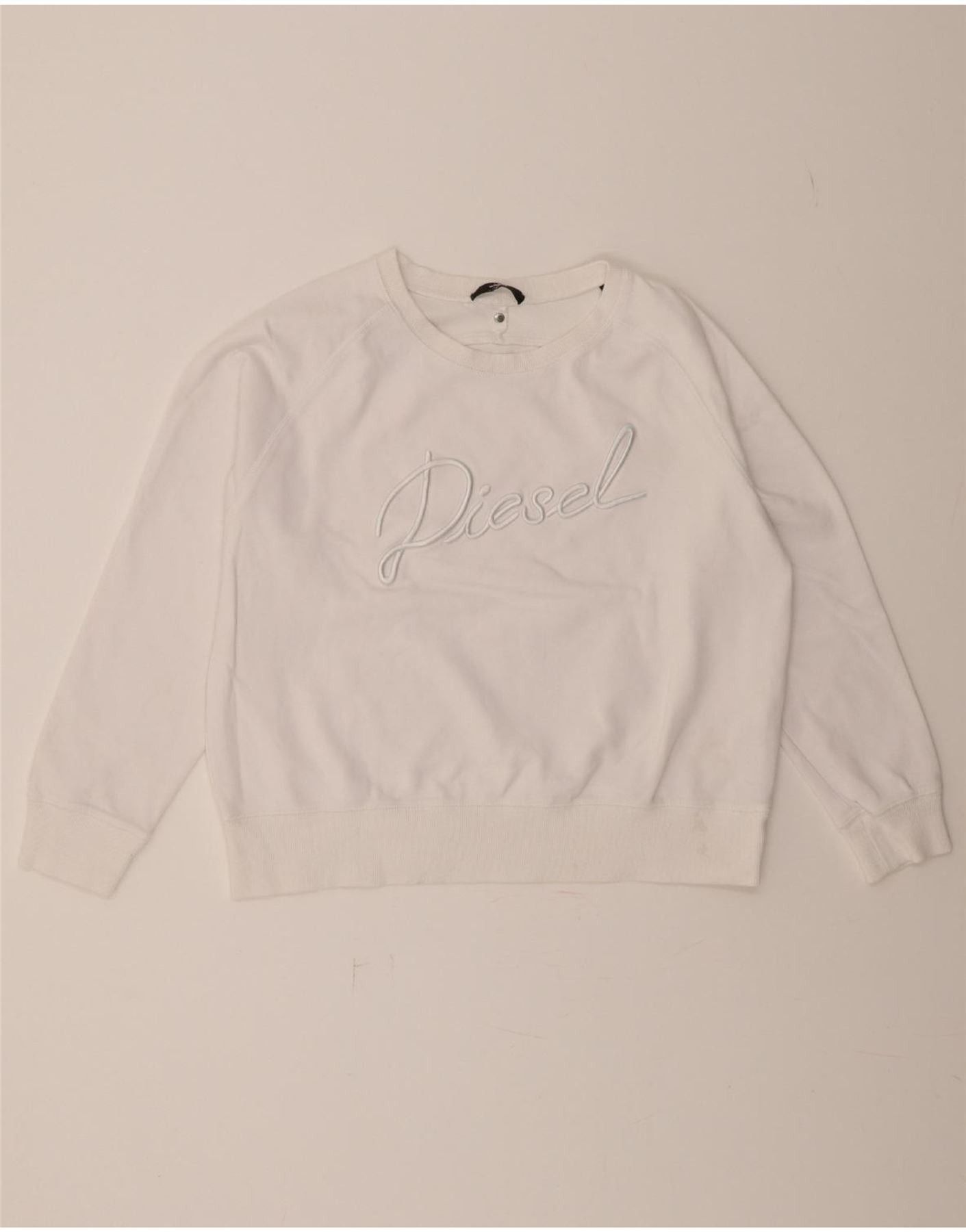 Diesel Womens Graphic Sweatshirt Jumper UK 14 Medium White Cotton Size M / US 6-8 / IT 42-44 - 1 Thumbnail