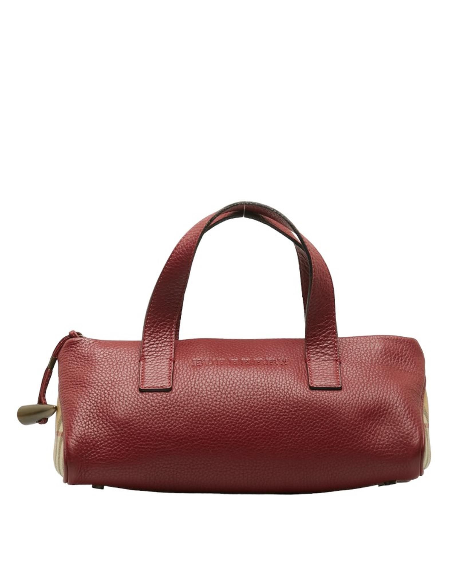 image of Burberry Red Leather Handbag In Ab Condition, Women's