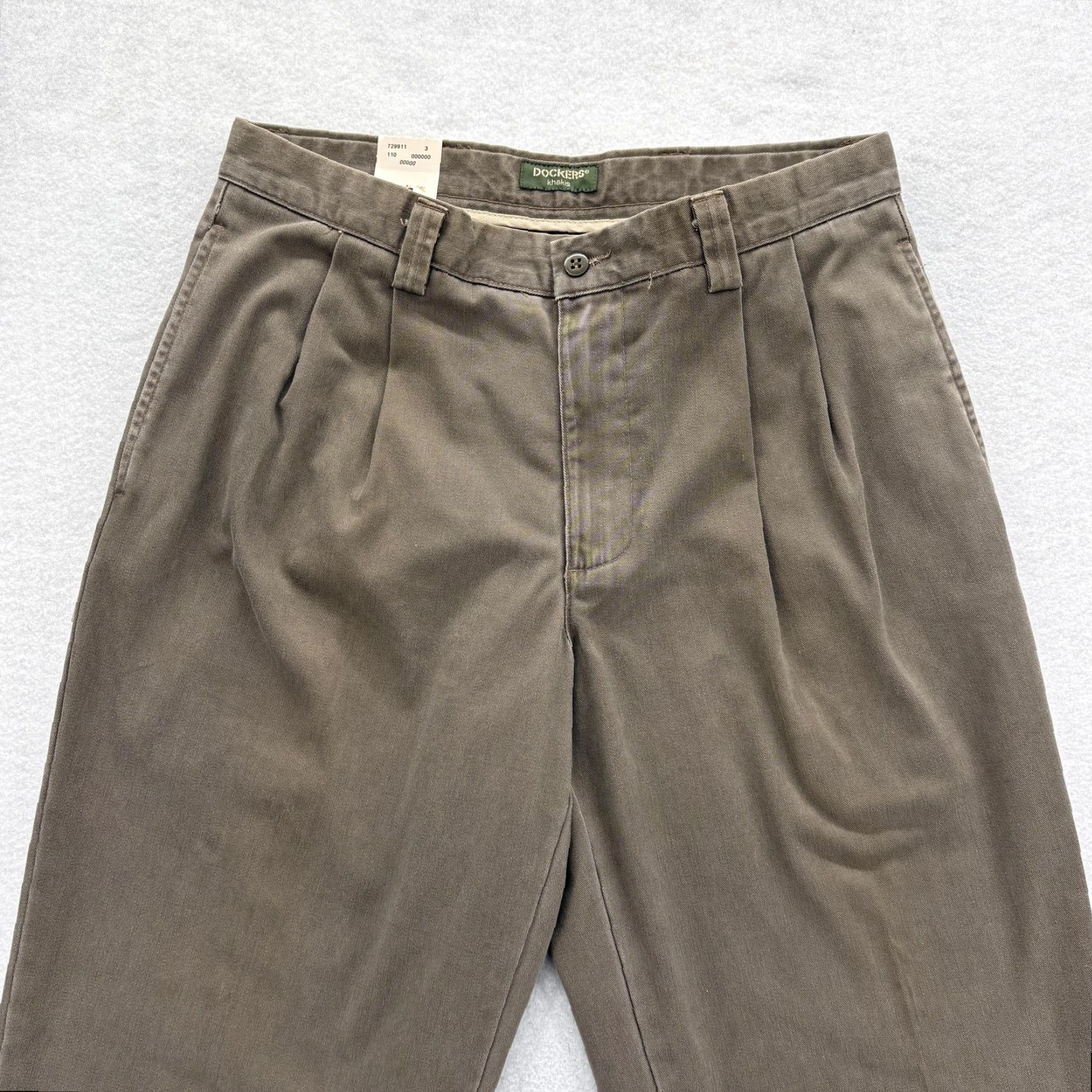 Dockers VINTAGE Dockers Premium Khakis Pants Mens 33x30 Brown Pleated Relaxed No Wrinkle Size US 33 - 3 Thumbnail