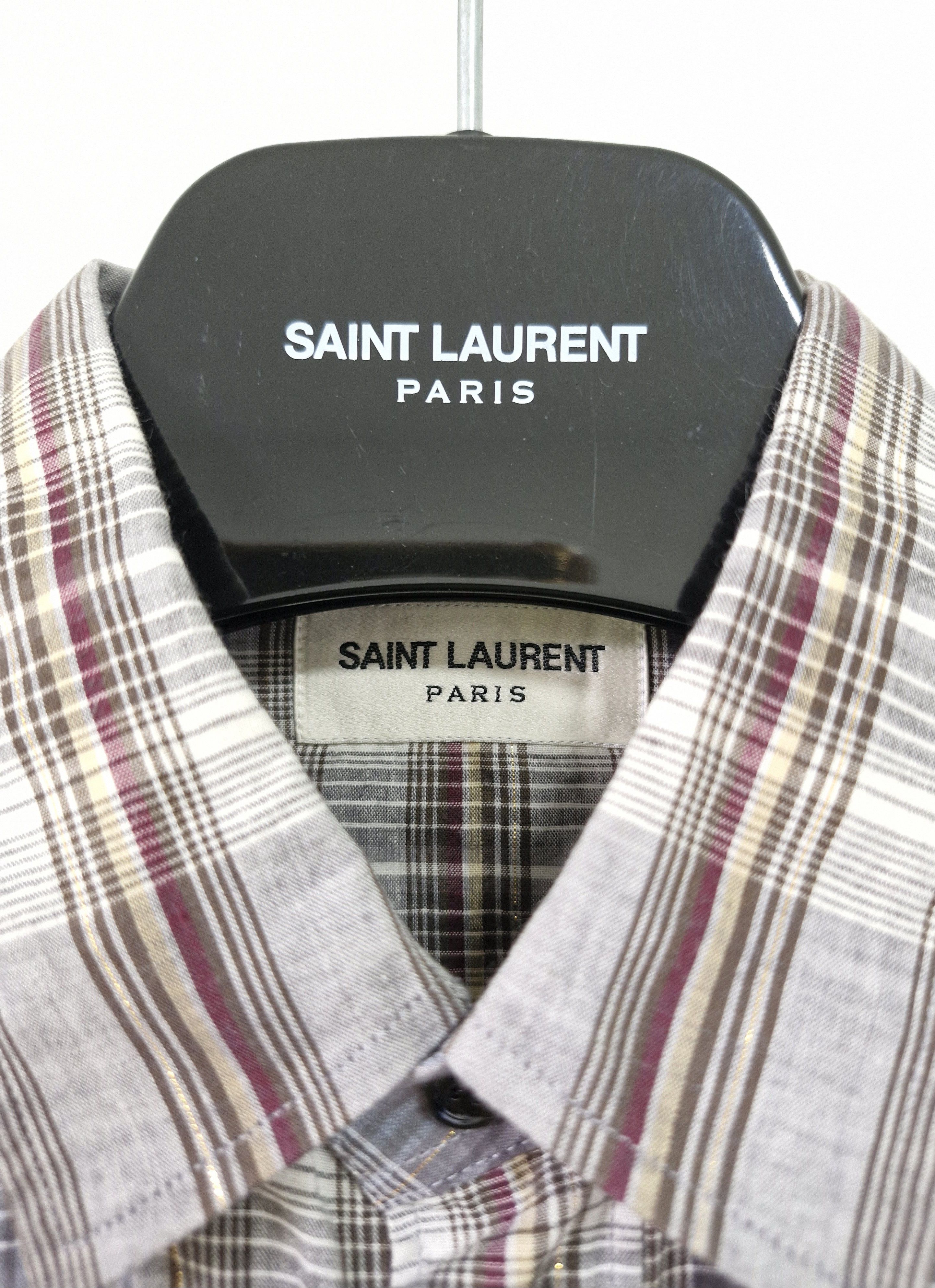 Saint Laurent Paris SS15 Grey Blue Plaid Flannel Shirt Size US S / EU 44-46 / 1 - 3 Thumbnail