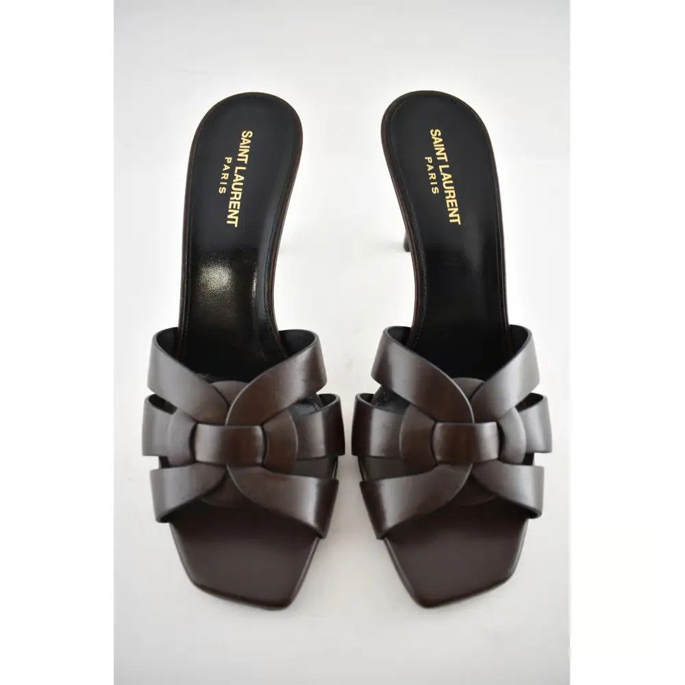 Saint Laurent Paris o1b1hav111024 Tribute Leather Mules in Purple Size US 6.5 / IT 36.5 - 5 Thumbnail