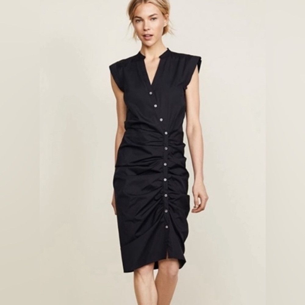 Veronica Beard VERONICA BEARD Bell Button Down Ruched Shirtdress Sz 00 Size XXS / US 00 / IT 34 - 3 Thumbnail