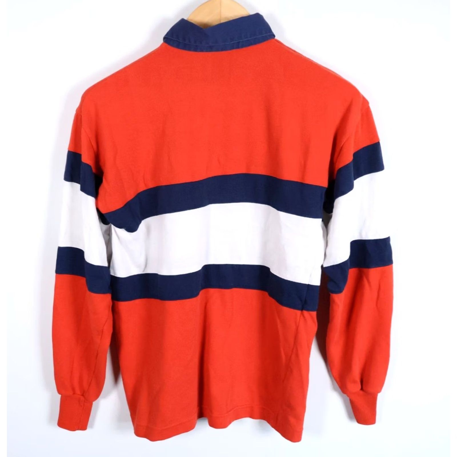 Hush Puppies VINTAGE Hush Puppies Polo Shirt Men: Rugby, Striped, Orange, White, 80s, Lightweight, Cotton Blend, Size S Size US S / EU 44-46 / 1 - 2 Thumbnail