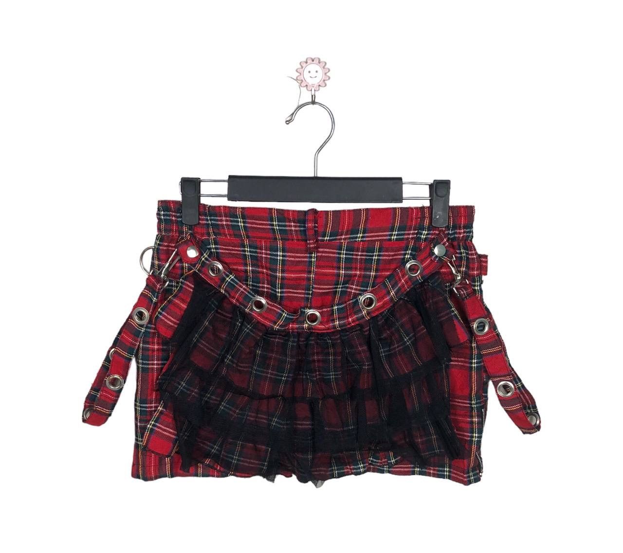 Seditionaries Vintage 90s Punk Red Plaid Tartan Harajuku Gothic Skirt Size 29" - 2 Thumbnail