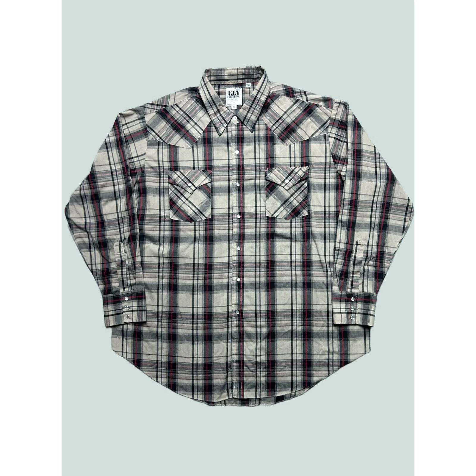 Vintage Ely Cattleman Shirt Long Sleeve Pearl Snap Plaid Western Cowboy Lightweight XXL Mens Size US XXL / EU 58 / 5 - 1 Thumbnail