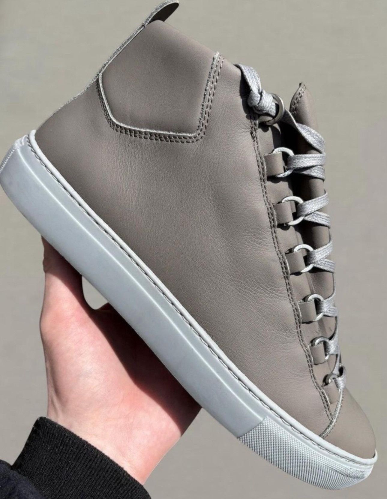 Balenciaga Balenciaga Arena High Top Leather Sneakers Gray | Grailed