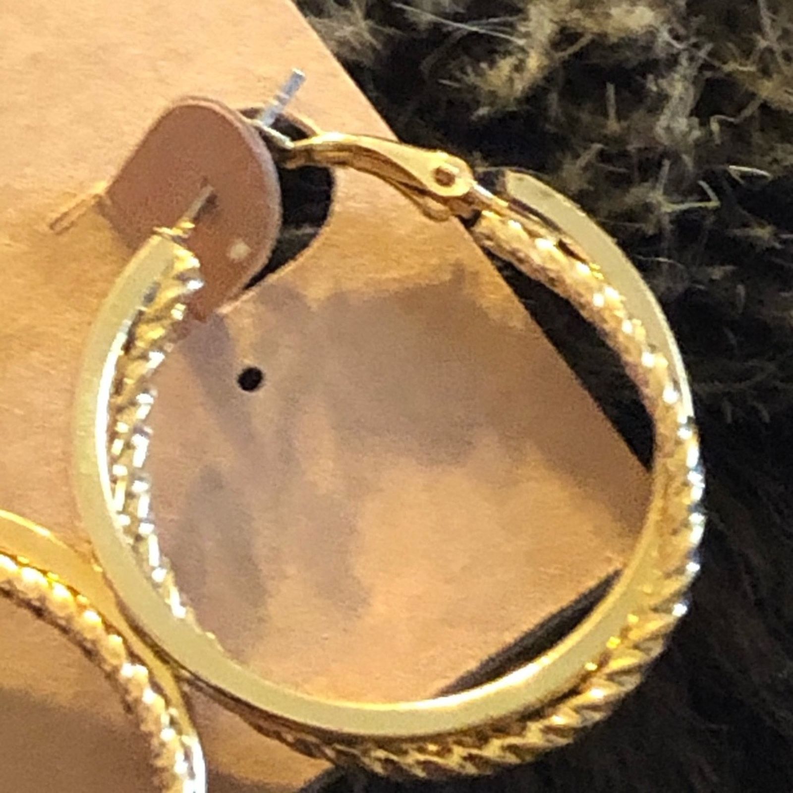 Jewelry Gold plated double loop omega back hoop earrings Size ONE SIZE - 3 Thumbnail