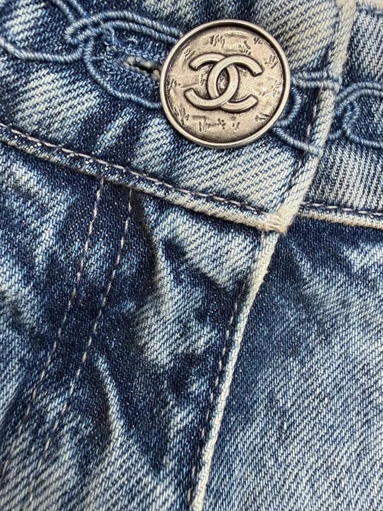 Chanel Chanel Blue rolled-edged wide-leg jeans Size 42" / US 20 - 3 Thumbnail
