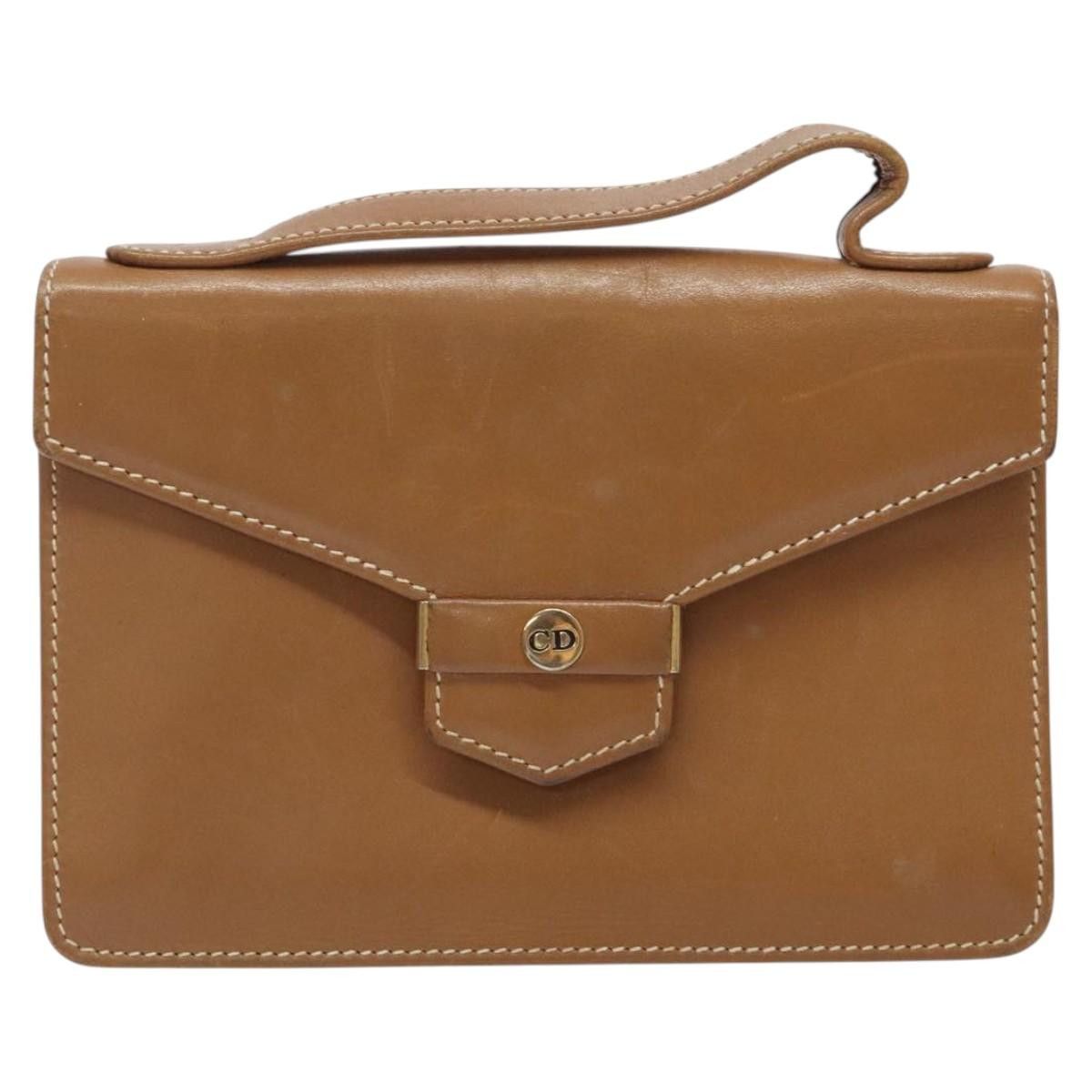 Dior DIOR Hand Bag Leather Brown Gold Size ONE SIZE - 2 Thumbnail