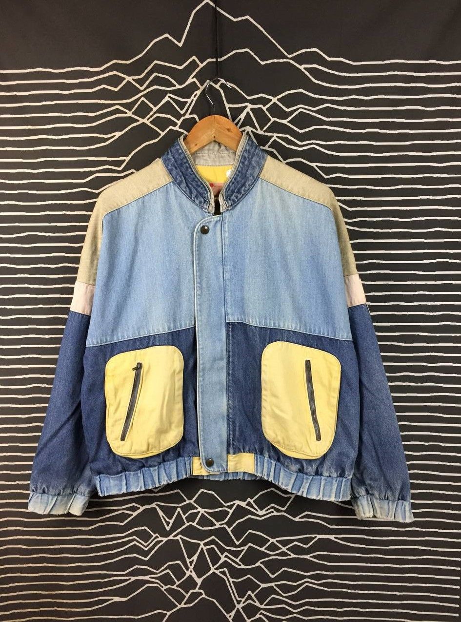 O'Neill Vtg 90s O'Neill Shower Colorblock Denim Bomber Jacket Size US M / EU 48-50 / 2 - 2 Thumbnail