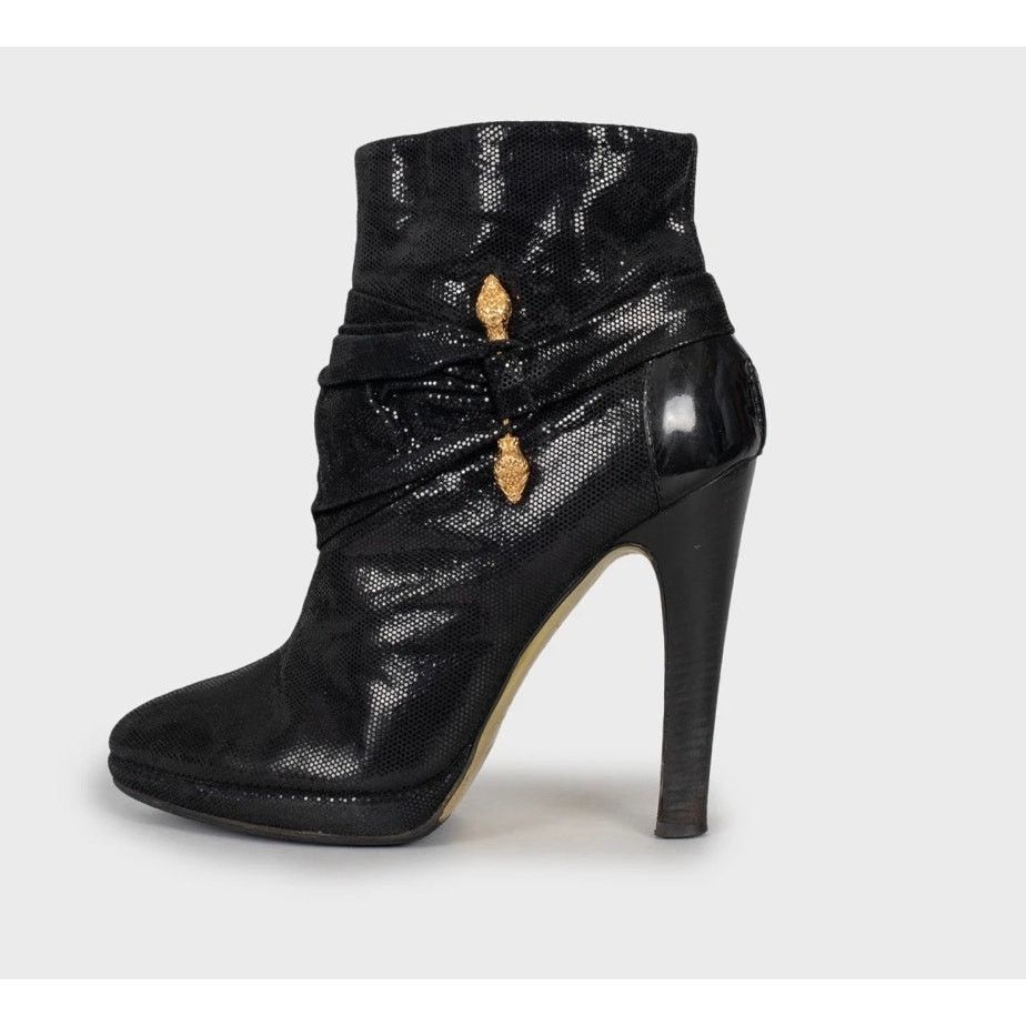 Roberto Cavalli Roberto Cavalli Black Leather Ankle Boots Sz.38.5 Size US 8.5 / IT 38.5 - 1 Thumbnail