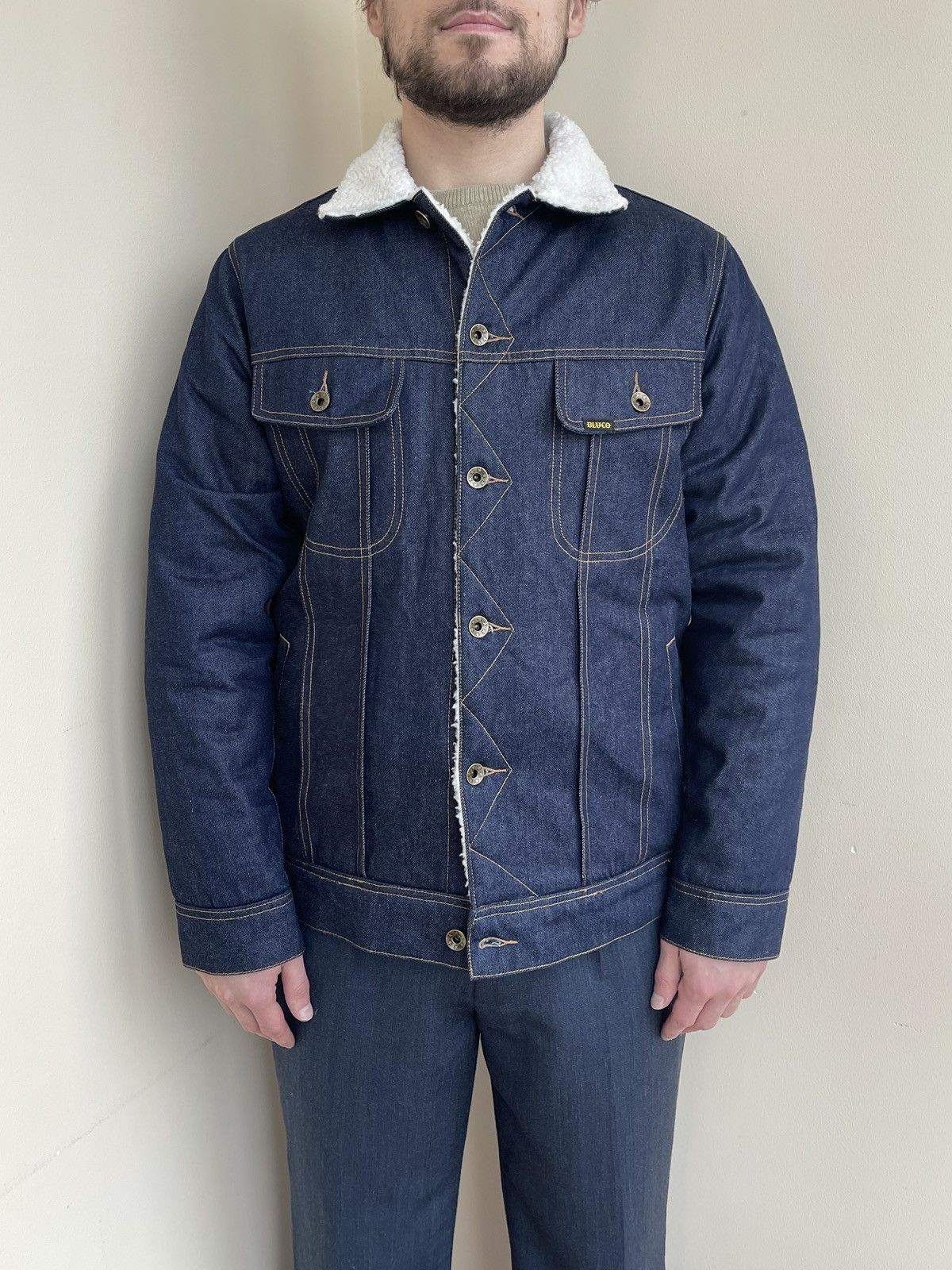 Japanese Brand Bluco Work Garment Boa Riders Sherpa Denim Jacket Lee Storm Size US L / EU 52-54 / 3 - 3 Thumbnail