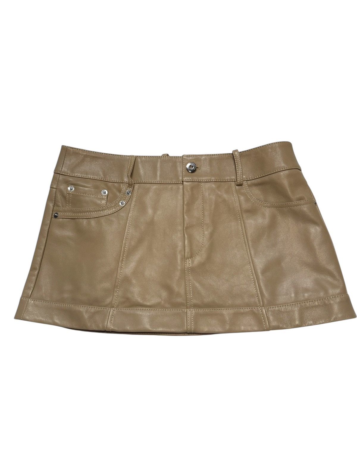 PRISCAVera PriscaVera Taupe Leather A-Line Mini Skirt Size 27" / US 4 / IT 40 - 1 Thumbnail