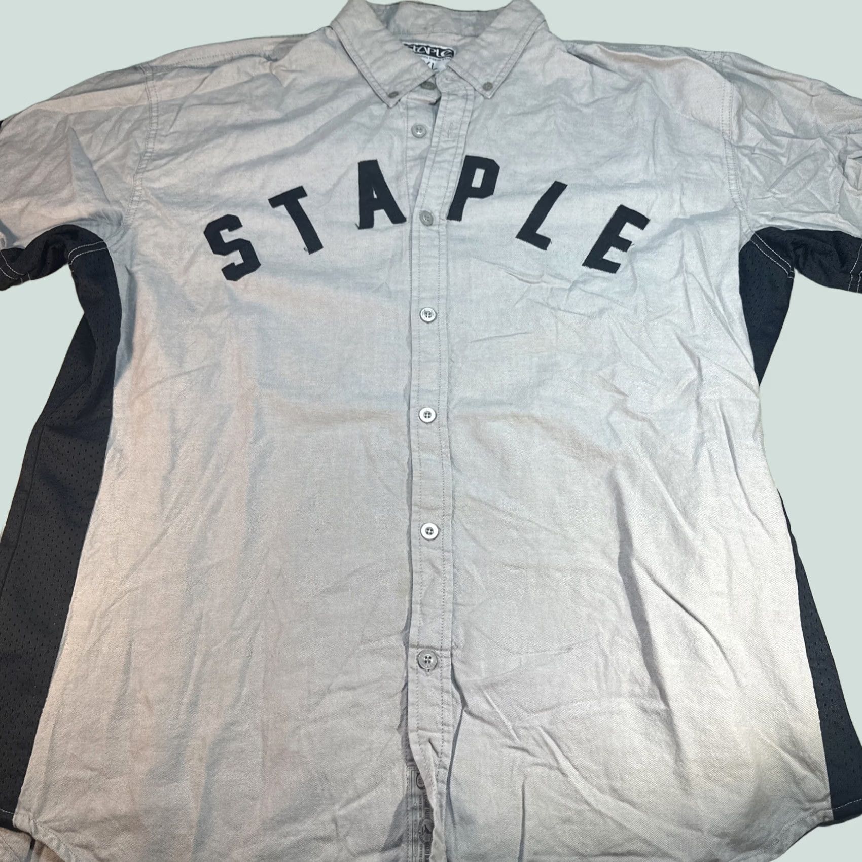 Vintage Staple Button Down Short Sleeve Shirt Gray 2XL Men's Size US 39 - 1 Thumbnail