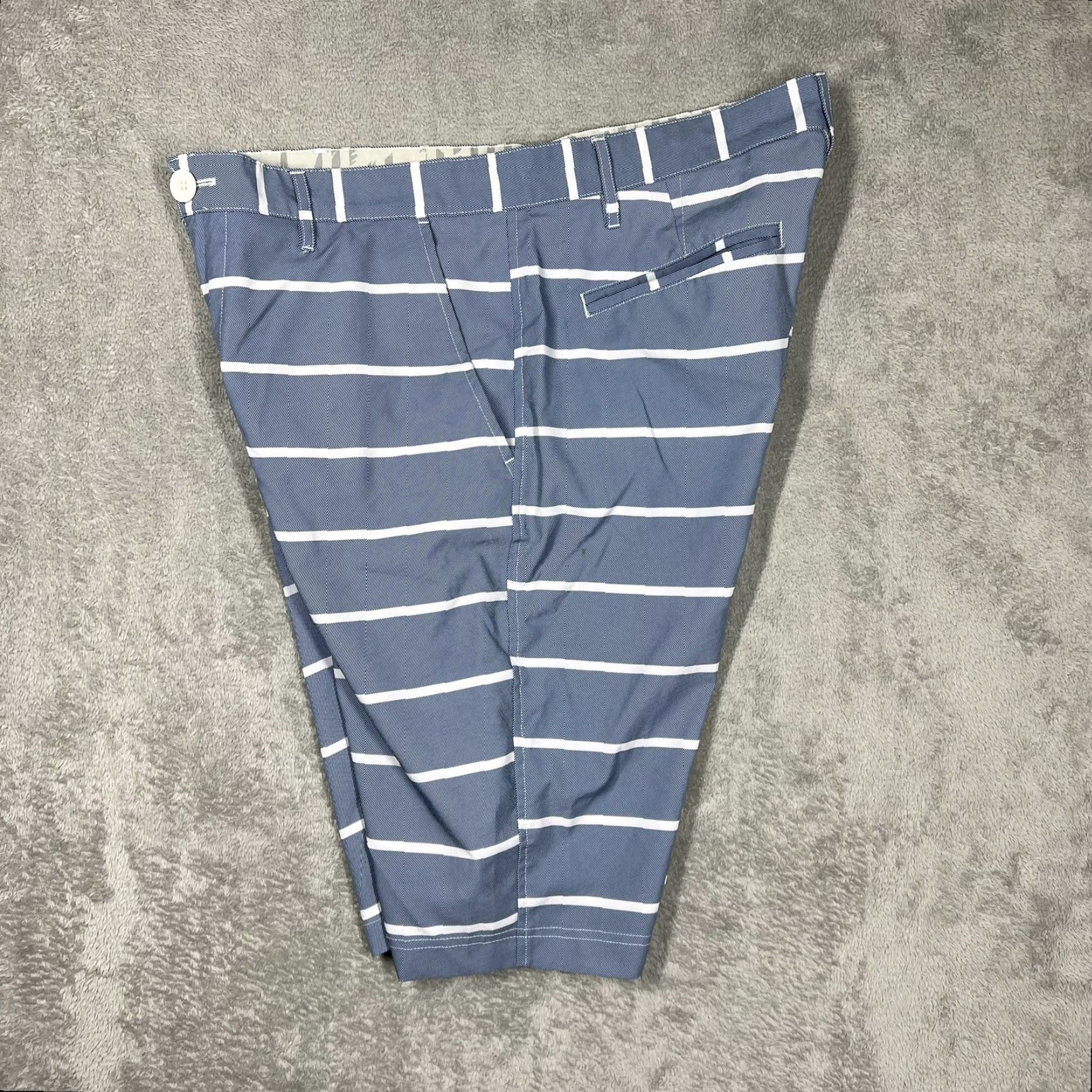 Vintage American Rag Cie Surf & City Hybrid Board Shorts Men 34 Blue White Striped Bermuda Pockets Casual Light Polyester Spandex Size US 36 / EU 52 - 4 Thumbnail