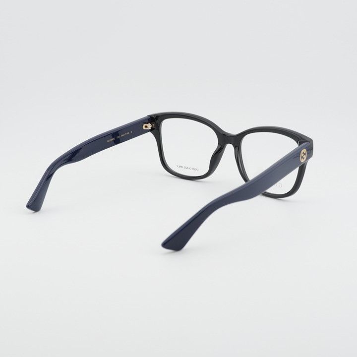 Gucci Gucci GG1340O 010 Eyeglasses Shiny Black/Blue 55mm Square Size ONE SIZE - 4 Thumbnail