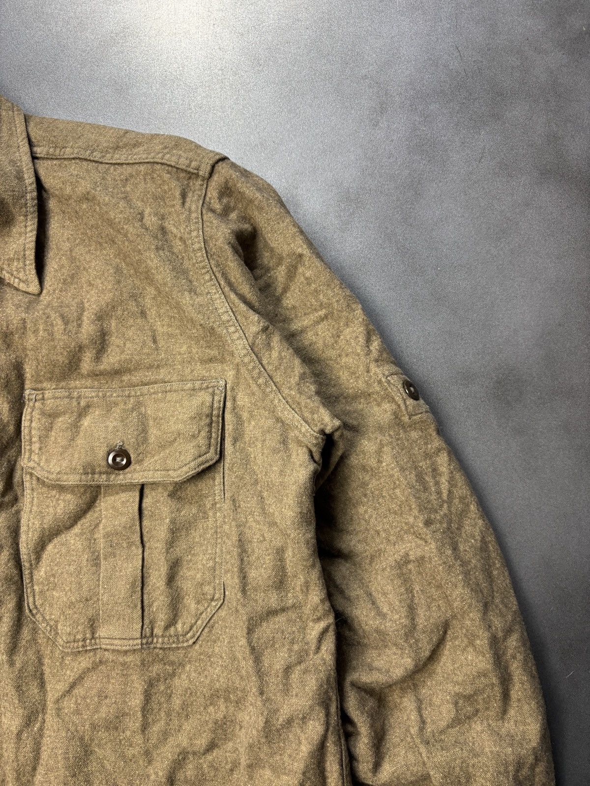 Vintage Vintage Wool Shirt WW2 Military WW1 Korea Vietnam Drab Army Size US S / EU 44-46 / 1 - 7 Thumbnail