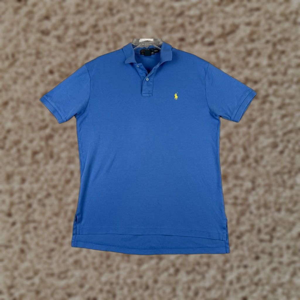 Ralph Lauren VINTAGE Ralph Lauren Polo Shirt Adult Medium Blue Jersey Short Sleeve Slim Fit 100% Cotton Embroidered Logo Mens Size US M / EU 48-50 / 2 - 1 Thumbnail