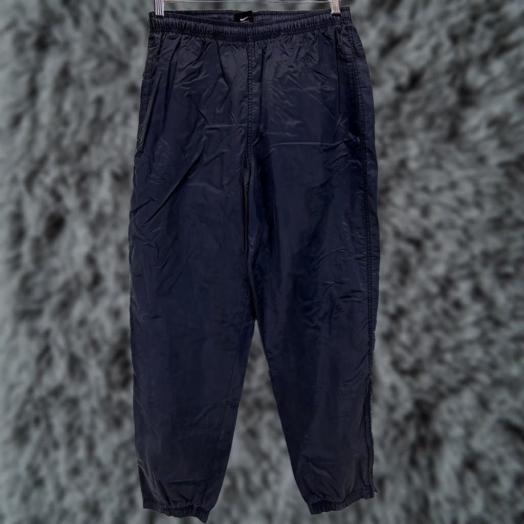 Nike VINTAGE Nike Track Pants Mens Medium Navy 90s Swoosh Ankle Zip Nylon Mens Pants Size US 31 - 1 Thumbnail