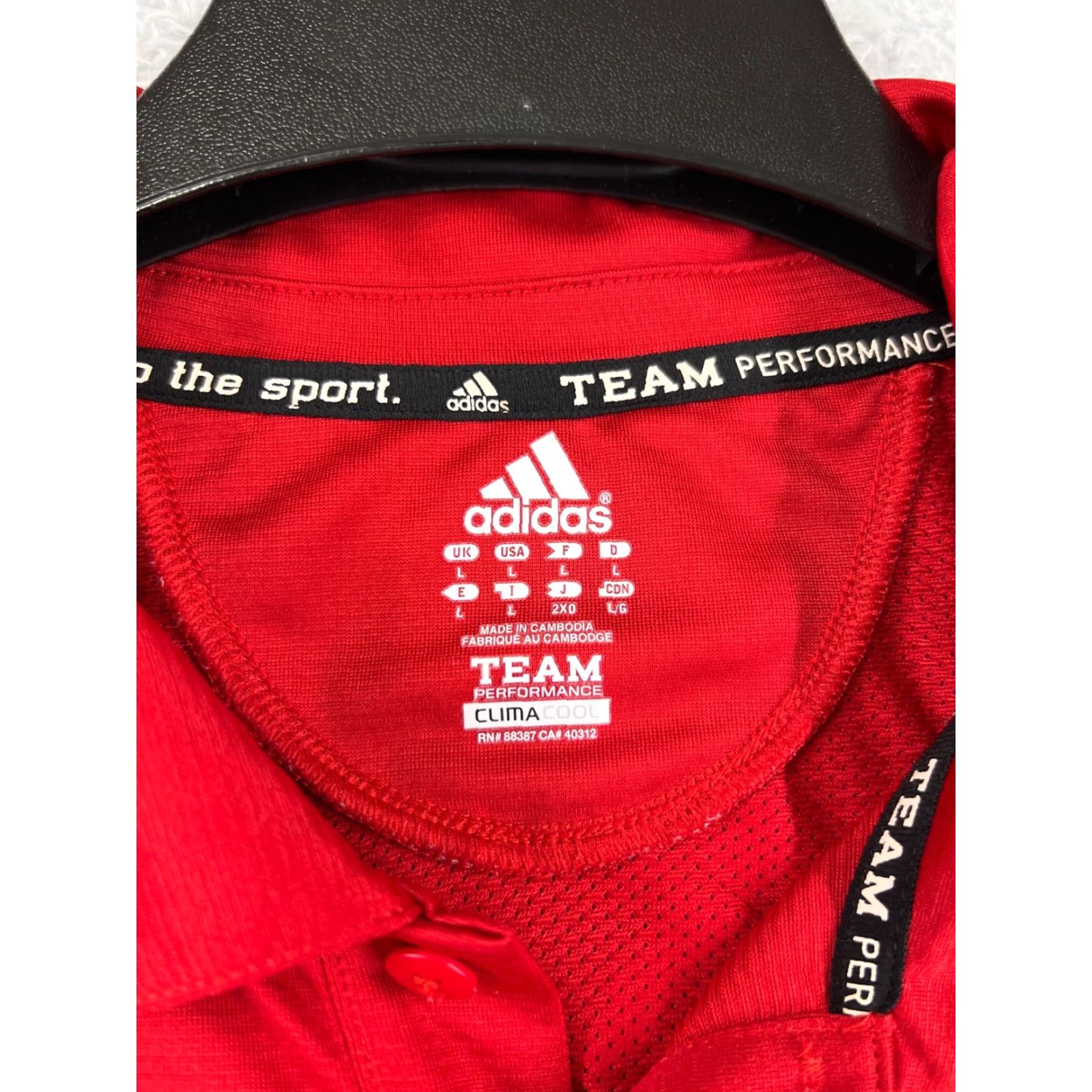 Adidas Adidas Polo Shirt Mens Large Red White Golf Golfer 100% Polyester Team Polo shirt Men Large Red White Golf Apparel Size US L / EU 52-54 / 3 - 3 Thumbnail