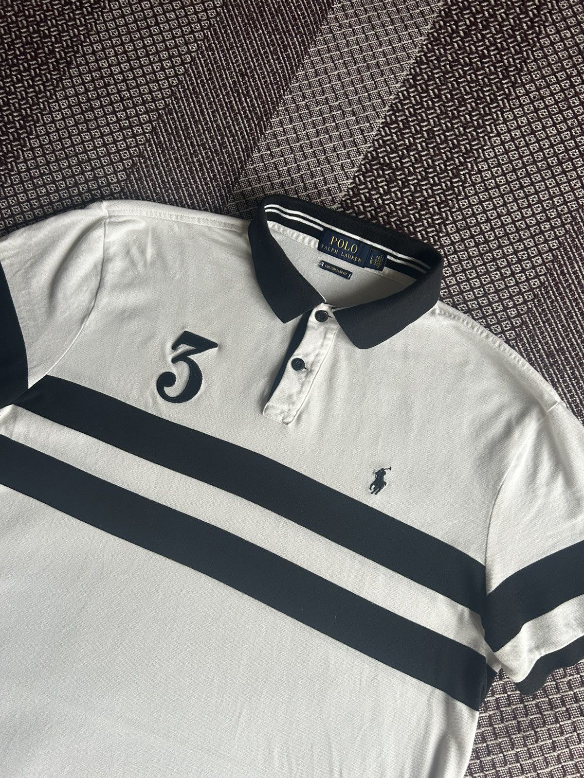 Polo Ralph Lauren Polo Ralph Lauren Polo Shirt Large White 3 Striped Logo Size US L / EU 52-54 / 3 - 4 Thumbnail