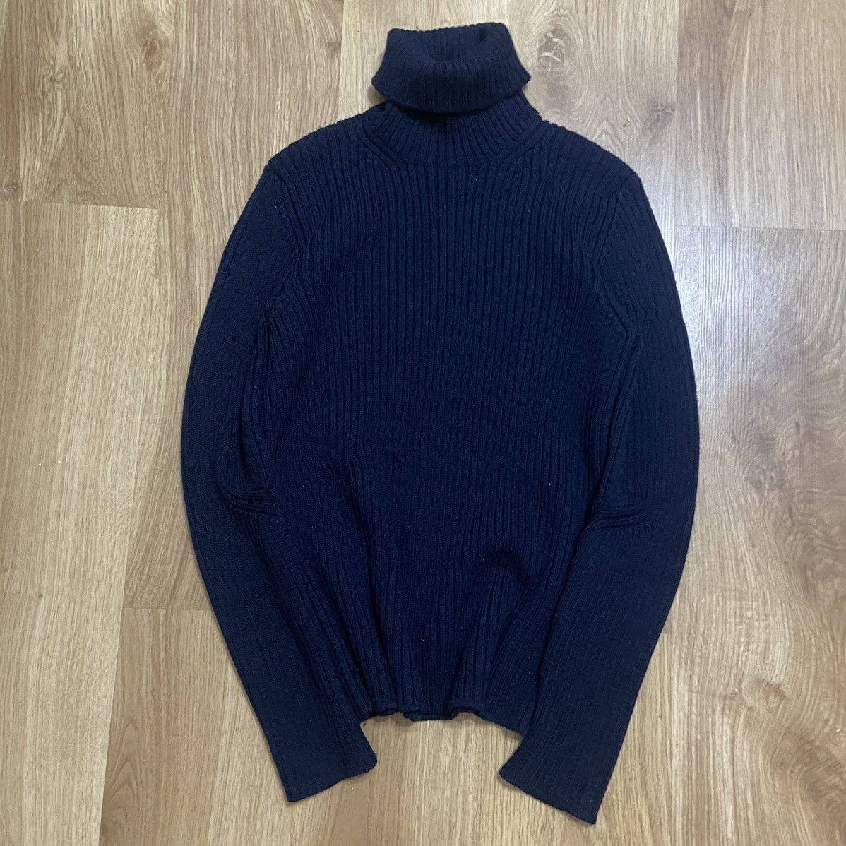 Prada RARE Prada Vintage Archive Hard Knit Navy Sweater High Neck Size US L / EU 52-54 / 3 - 1 Thumbnail