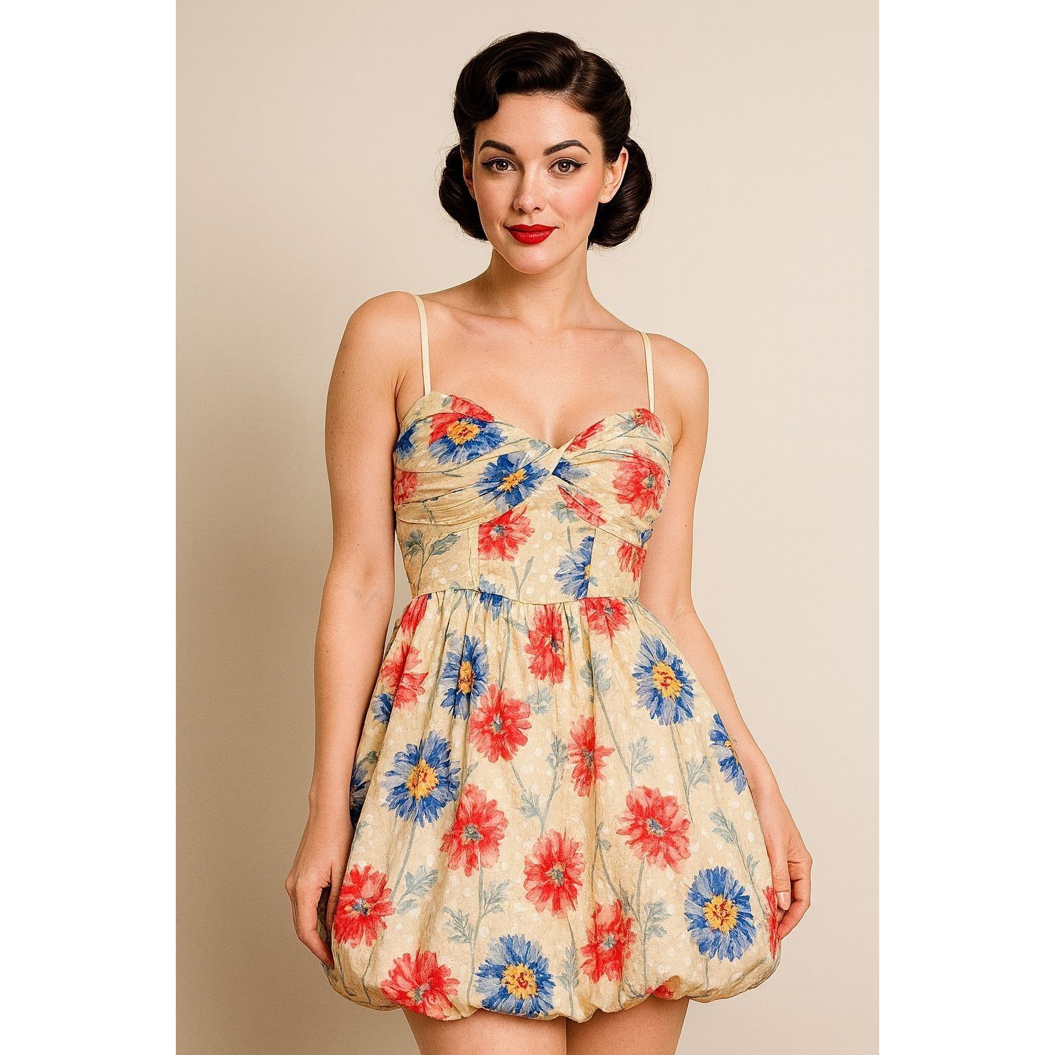 Anna Sui Anna Sui Woman Cream Floral Mini Dress 6 Romantic Indie Cott Size M / US 6-8 / IT 42-44 - 2 Thumbnail