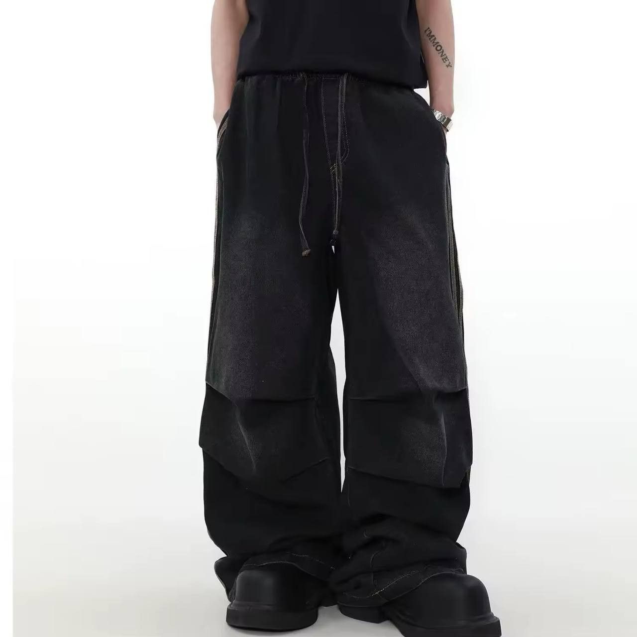 Japanese Brand × Vintage frayed jeans with elastic bands Size US 38 / EU 54 - 6 Thumbnail