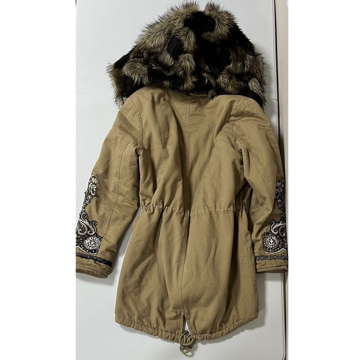 Chicos Chicos Tan Brown Fur Y2K Embroidered Jacket Coat Size 1 🤎✨ Size XS / US 0-2 / IT 36-38 - 7 Thumbnail