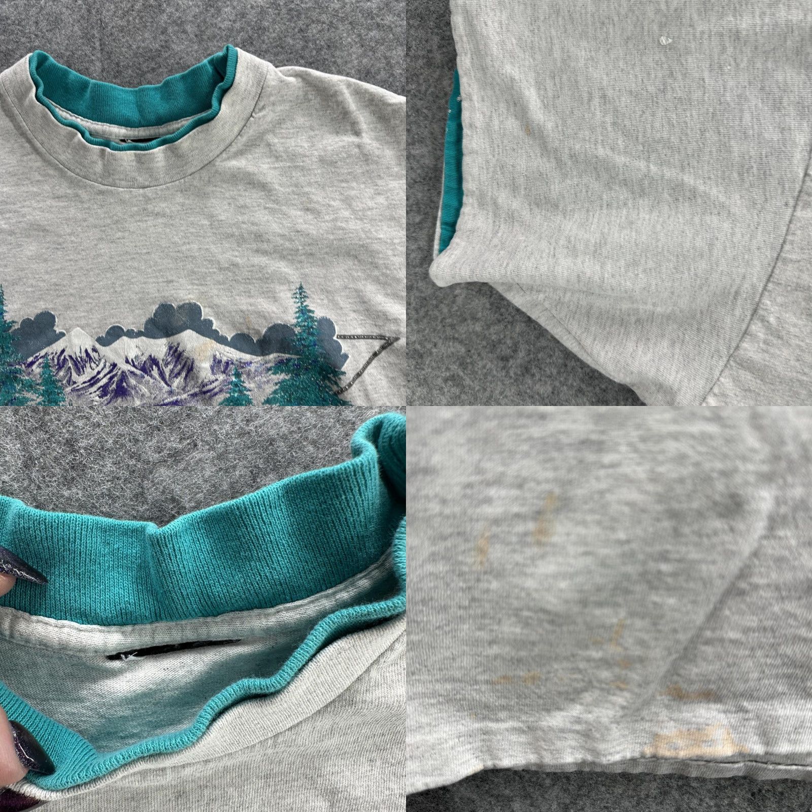 Doublet VINTAGE 90s Mountain Nature T-Shirt Mens Large Gray Double Collar Outdoor Graphic Tee Size US L / EU 52-54 / 3 - 8 Thumbnail