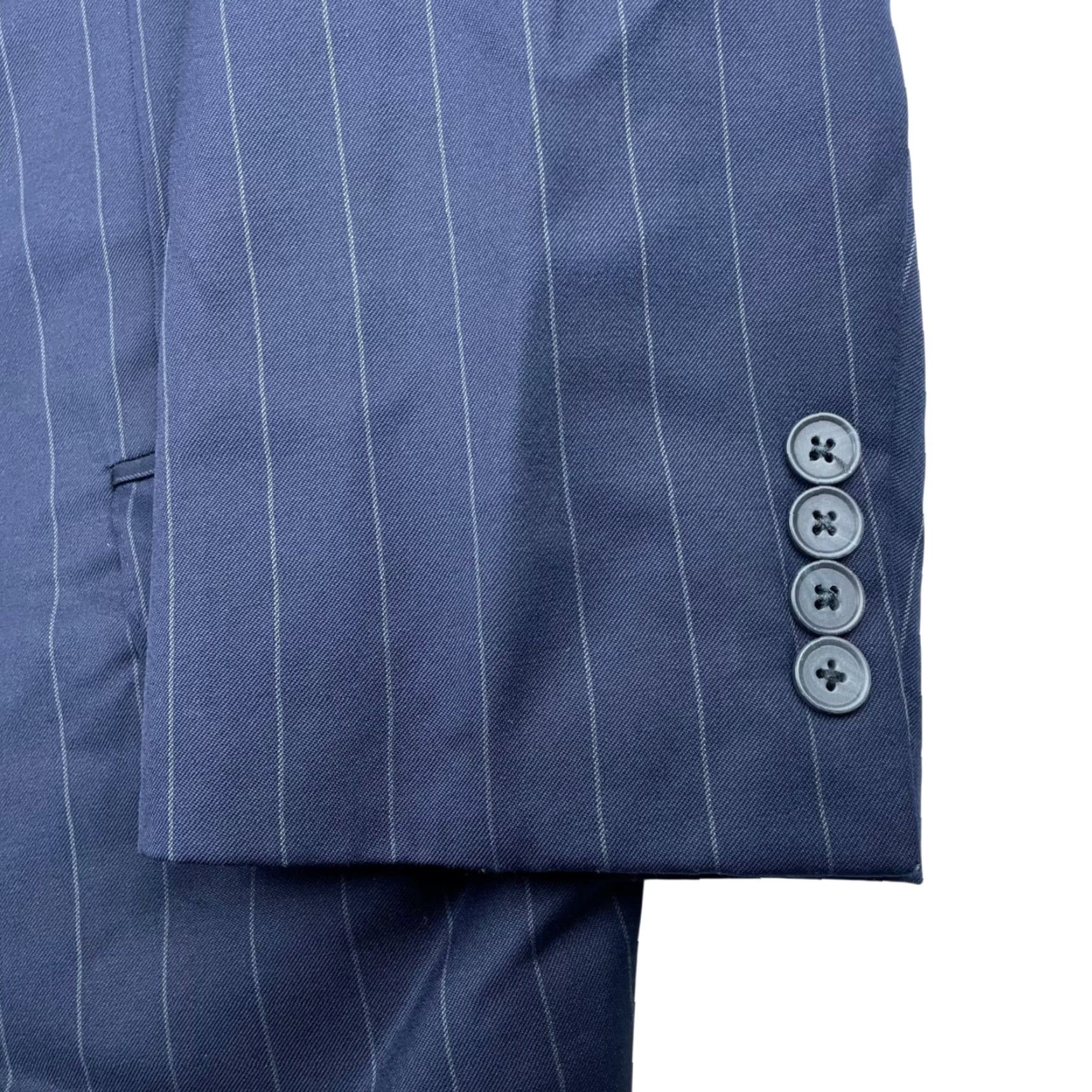 Vintage VINTAGE Samuelsohn x Loro Piana Blazer Navy Stripe 54R US Wool 2-Button Notch Mens Size 54R - 4 Thumbnail